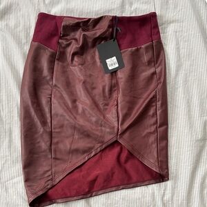 Revamped Asymmetrical Wine and Maroon Skirt